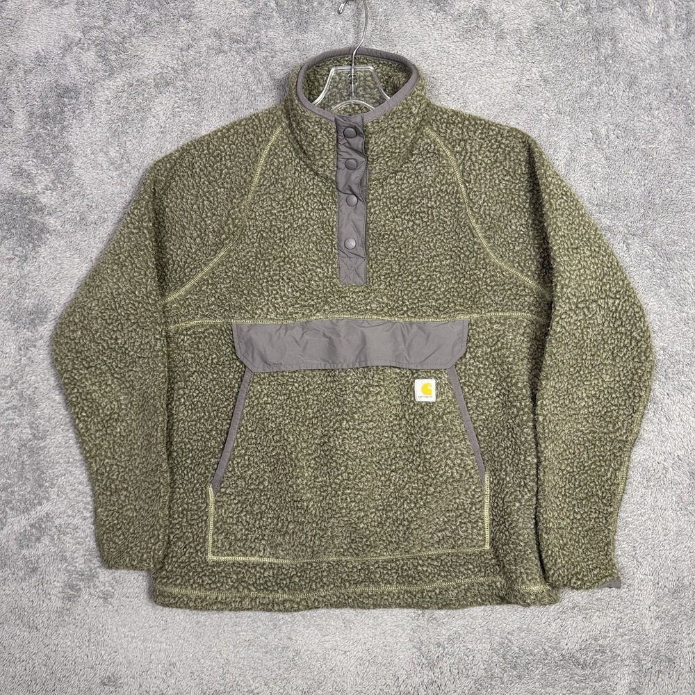 Carhartt Jacket Womens M 8-10 Pullover 104922-W 1/4 Snap Fleece Sherpa Sweater